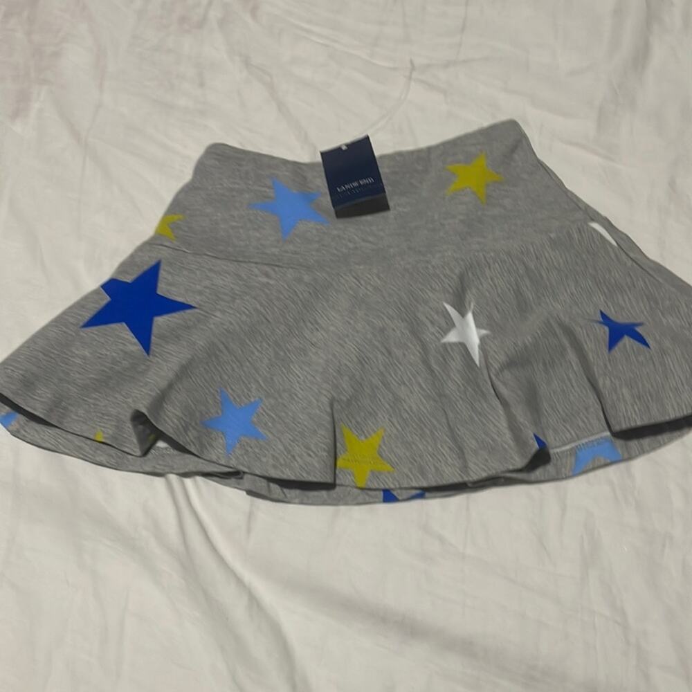 Lands End 4 S drop waist stretchy skort nwt great blue chartreuse stars nwt